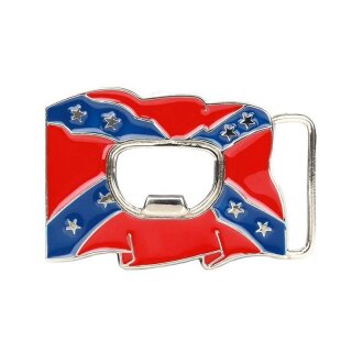 G&uuml;rtelschnalle Rebel Flag mit Flaschen&ouml;ffner Buckle