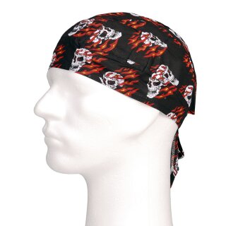 Kopftuch Bandana Cap Flaming Skull Totenk&ouml;pfe